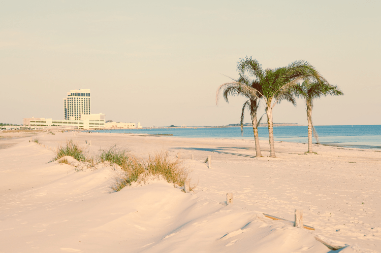 A distant building on the Mississippi gulf coast